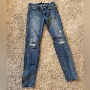White House Black Market Blue Distressed Skinny Jeans